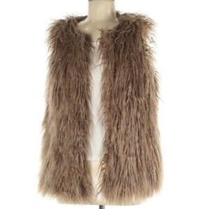 BD Collection Vest Womens Small Brown Chic Faux Fur penny lane y2k retro